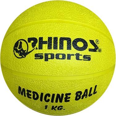 Медичний м'яч RHINOS для спорту та гімнастики, 1 кг, жовтий