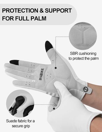 Велосипедні рукавички Inbike C701 M білі: теплі, вітронепроникні, дихаючі, з підтримкою сенсорного екрану та світловідбиваючими елементами для чоловіків та жінок