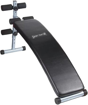 SPORTINATOR Скам'я для пресу регульована, з екошкіри, 3 тримачі, 2 еспандери, для домашнього тренажерного залу, сіра