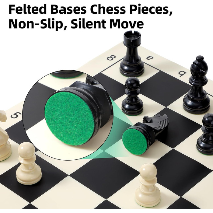 Набір шахів зі складною дошки з силікону, 50,8 см, фігури з вагою, висота короля 9,8 см, 2 додаткові королеви, складана дошка, портативний набір для подорожей та турнірів, з сумкою