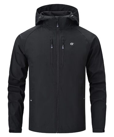 Чоловіча куртка Softshell Huayuzh — водонепроникна, вітрозахисна та дихаюча outdoor куртка для походів, кемпінгу та прогулянок, чорна, розмір S