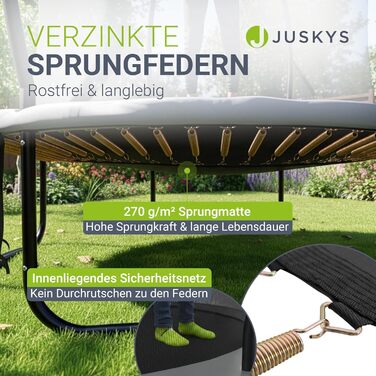 Трамплін Juskys SkyBounce Ø 228/305/366 см - Outdoor з сіткою, драбиною та пружинами PowerSpring