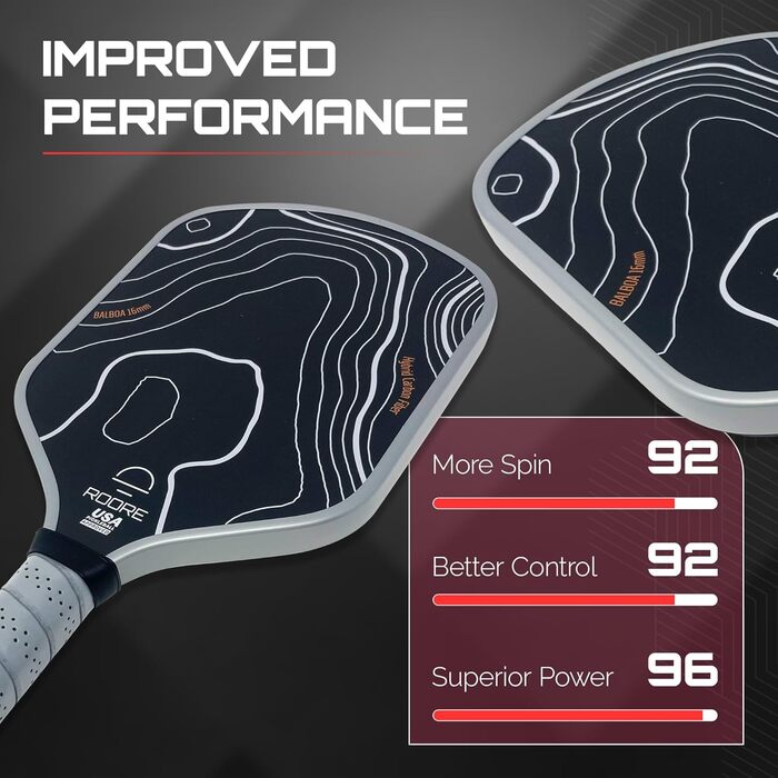 Pickleball-Paddel T700: Твердий, з титаново-вуглецевого волокна, 16 мм, з термоформованим шаром, сертифікований USAP