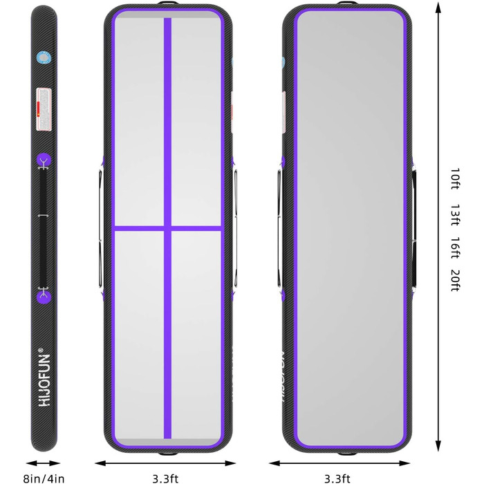 Надувна гімнастична мат для акробатики та кікбоксингу, 3/4/5/6 метрів, 20 см заввишки