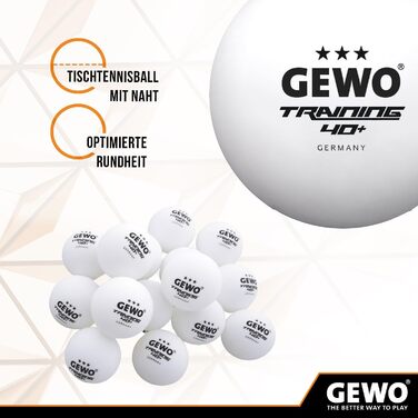 Набір тенісних м'ячів GEWO для тренувань 40+ - 3 зірки, ABS пластик, діаметр 40+ мм, 24 шт.