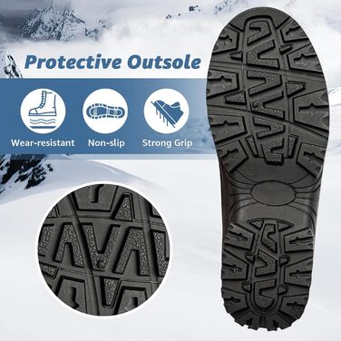 Черевики зимові Kelway для чоловіків, водонепроникні. Зимове взуття, чоботи для снігу, Outdoor, для походів, роботи, кемпінгу (Чорний, 45 EU)