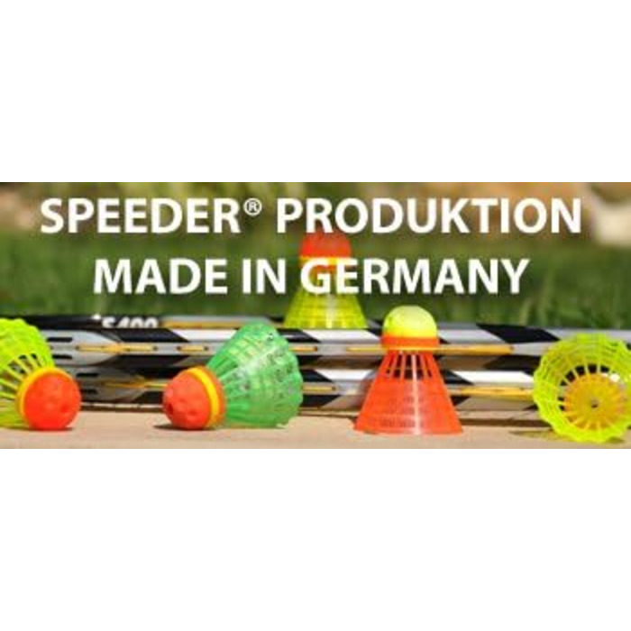 Набір для кросмінтону Speedminton Start, унісекс, 2 ракетки, 3 м'ячі, зелений/синій/чорний, бали червоні/зелені