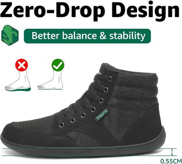 Черевики Barfußschuhe Saguaro High-Top (широка передня частина) чорні, розмір 36-48