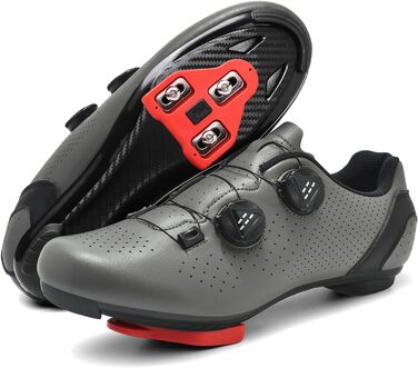 Велосипедні шкарпетки для чоловіків та жінок, шосейні велотуфлі, сумісні з SPD, SPD-SL, Look Delta/Keo | Універсальні велотуфлі для Peloton, шосе та велотренажери | Легкі та дихаючі, 40 EU, сірі