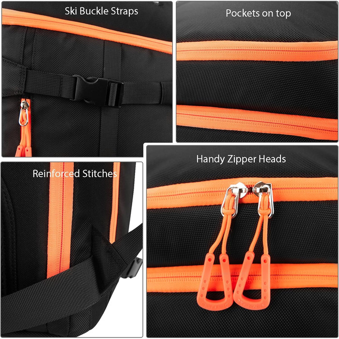 Чорний рюкзак для лиж та сноуборду HP з відділенням для шолома, 70L