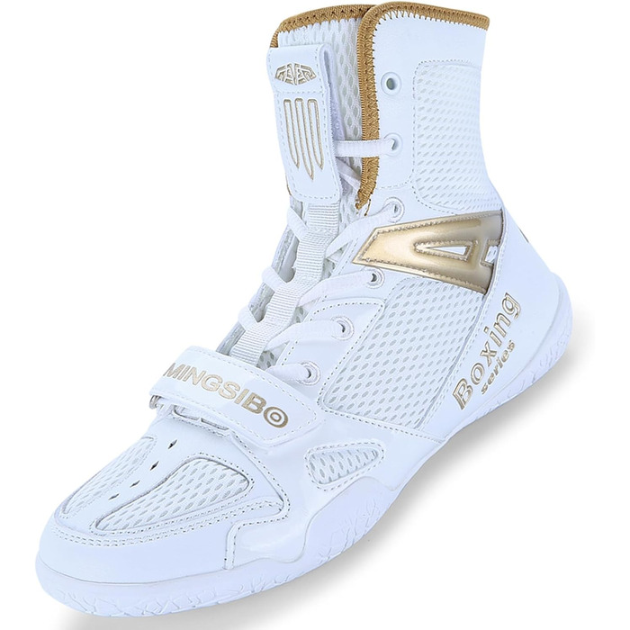 Боксерські кросівки для чоловіків. Зручні, дихаючі кросівки для боксу, єдиноборств, фітнесу та бодібілдингу. Білий, сірий колір. Розмір 41 EU.