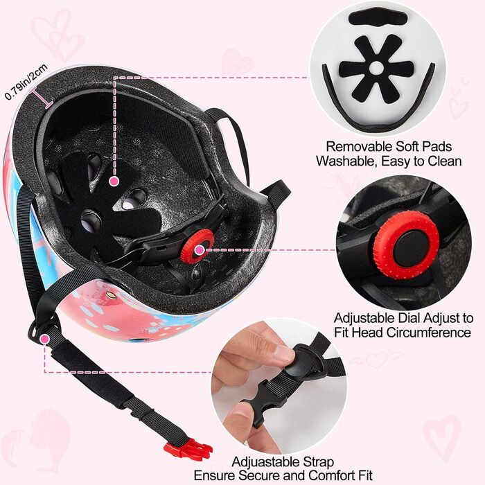 Дитячий шолом Unicorn Castle для велосипеда, 8-14 років, комплект наколінників та налокітників, блакитний/рожевий