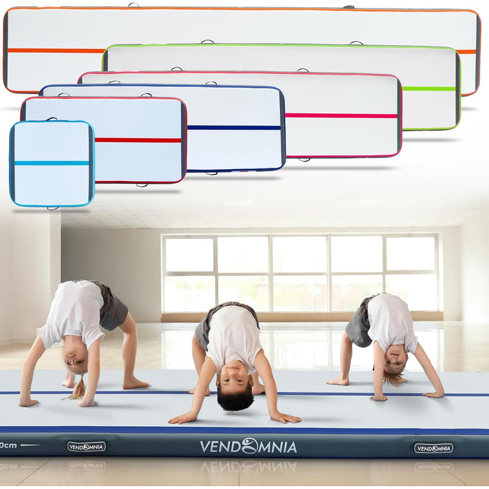 Гімнастичний надувний мат VENDOMNIA Airtrack 300×100×10 см, лілово-сірий, електрична помпа, сумка, для фітнесу, йоги, спорту, тумблінгу
