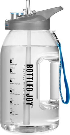 Пляшка для води Glaxcidy 2-в-1 BOTTLED JOY 2,5 л з трубочкою, кришкою та мірною шкалою, BPA-free, для спорту, біла, півгалона