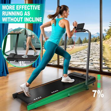 ORISYN Walking Pad - бігова доріжка для дому з регулюванням нахилу 7%, потужність 2.25HP, швидкість 1-12 км/год, 7-шарова поверхня, сірий колір
