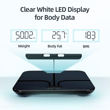 Ваги для тіла Fitdays Smart з аналізом складу тіла, Bluetooth, 20+ показників, чорні (FI2211WB)