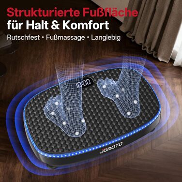 Віброплатформа JOROTO JV50/JV60 з 3 моторами, 4D вібрація, Bluetooth, LED-підсвітка для дому, до 158 кг, 10 режимів та 120 рівнів