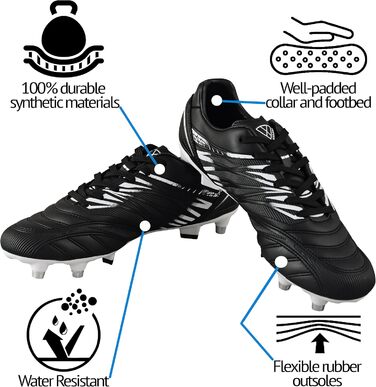 Футбольні бутси Valencia SG для чоловіків, м'яке поле, чорно-білі (38.5 EU)