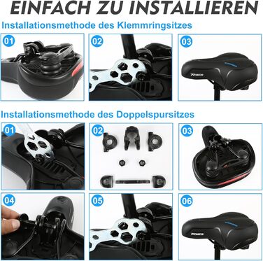 Велосипедне сідло з гелевою вставкою Pro 2.0: широке, м'яке, комфортне, дихаюче, з амортизацією, ергономічне, з піною з пам'яті, водонепроникне, чорне