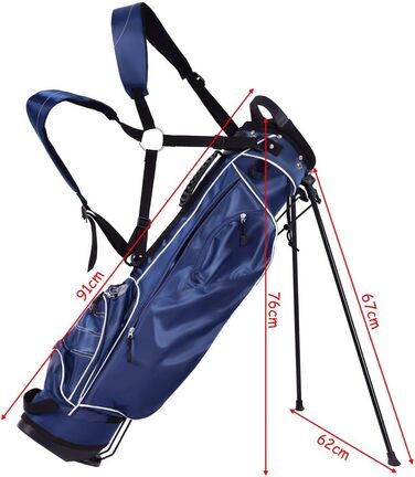Сумка для гольфу COSTWAY з підставкою, водонепроникною накидкой та 4 відділеннями, легка переносна сумка з кишенею для олівців та регульованим ременем, для жінок та чоловіків (блакитна)