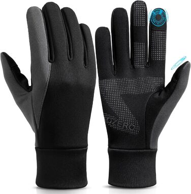 Зимові рукавички OZERO для чоловіків, чорні – водонепроникні, з підтримкою сенсорного екрану, з Softshell, неслизькі – для бігу, велосипеда, ходьби, активного відпочинку в холодну погоду