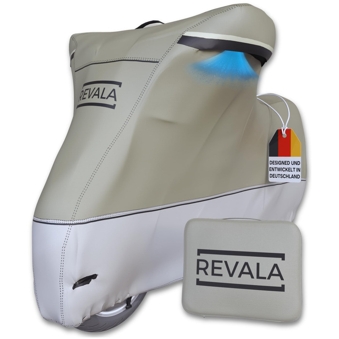 REVALA® Захисний чохол для мотоцикла Outdoor & Indoor | Водонепроникний гараж для мотоцикла | Міцний чохол для скутера | Стійкий до спеки + сумка | 225x100x125 см