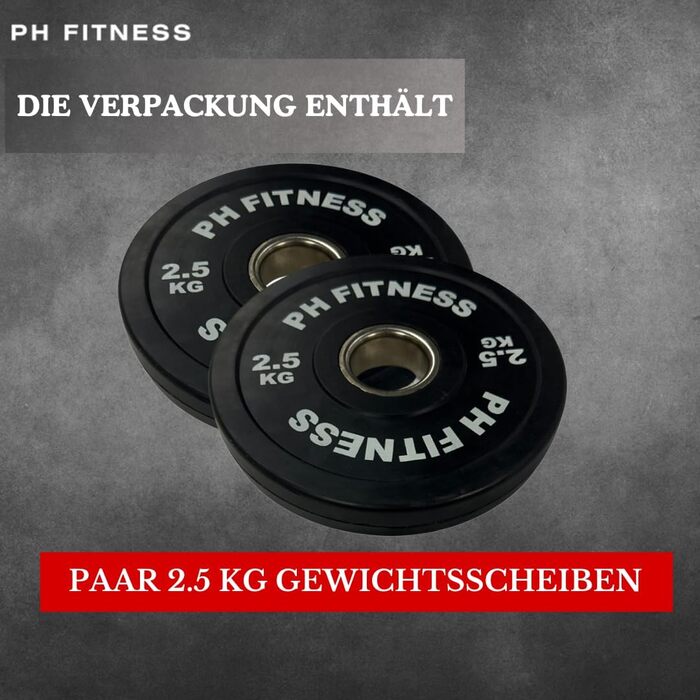 Олімпійські гумові диски PH Fitness 50 мм, чорні – комплект для штанги, для залу та дому, для важкої атлетики та силових тренувань