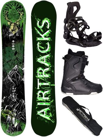 Чоловічий комплект для сноубордингу Airtracks Freeride Freestyle Forest King Carbon Wide Hybrid Rocker 160 см + кріплення Master + черевики Strong Atop 45 + сумка