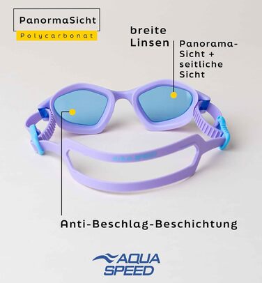 Плавальні окуляри Aqua Speed ZENITH 09 для дорослих, дзеркальні, антифог, UV-захист, силіконова стрічка, мікрофіброва серветка, фіолетові