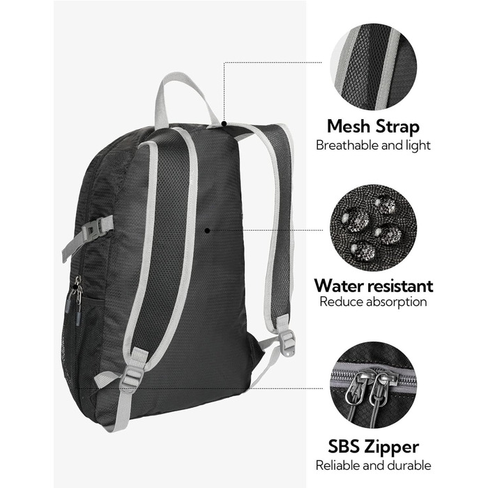 WATERFLY ультралегкий складаний рюкзак 20 л для подорожей, туризму, спорту, чоловічий і жіночий, компактний міський рюкзак