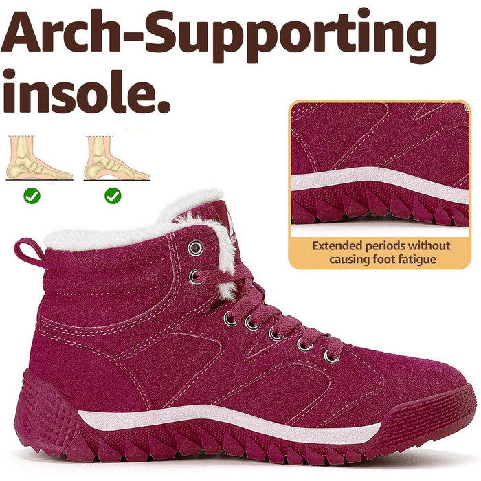 Зимові черевики Mishansha для жінок, теплі, з підкладкою, снігоступи, зимові черевики для активного відпочинку, розмір 36-48 EU (41 EU, теплий темно-червоний)