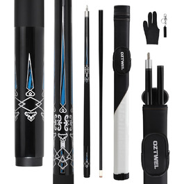 Професійний більярдний кий з чохлом, комбінований набір, 12.5 мм, для чоловіків та дорослих, чорний, 147.3 см