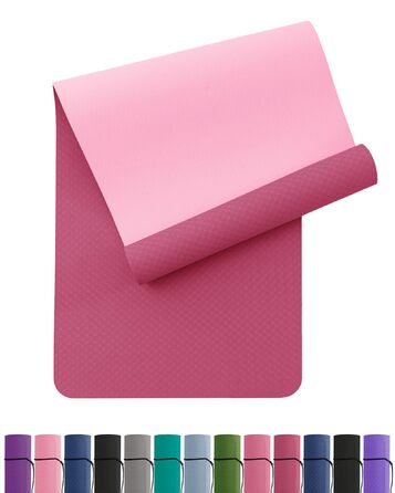 Йога-килимок Narwhal протиковзкий з TPE для фітнесу, пілатесу та тренувань, з ременем для перенесення, 183 x 61 x 0.6 см, колір слива-рожевий