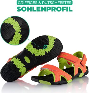 Трекінгові сандалії Fusskleidung для жінок та чоловіків, літні гірські взуття з міцною протекторною підошвою, помаранчево-зелені, розмір 41 EU