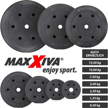 MAXXIVA Комплект гантельних дисків 2×15 кг, цемент, для силових тренувань, фітнесу, бодібілдингу, діаметр 30 мм