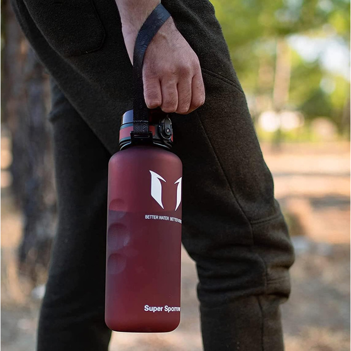 Пляшка для води Super Sparrow 1.5 л, герметична, спортивна, BPA-free, імперсько-червона, для школи, спорту, велосипеда