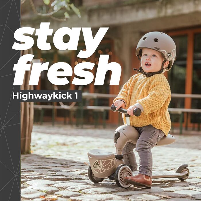 Біговел Scoot & Ride Highwaykick 1 Lifestyle з сидінням та контейнером (коричневі смуги)