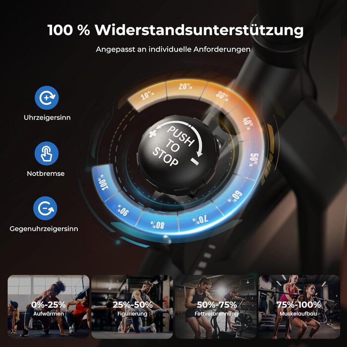 Велотренажер для дому з додатком, магнітний опір, тихий велоергометр, важке махове колесо, посилена сидіння, LCD-дисплей, тримач для планшета, до 150 кг