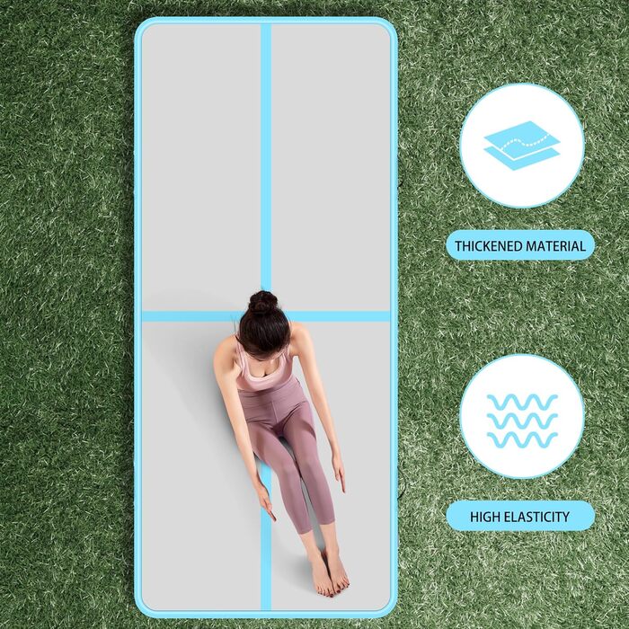 Надувний килимок для гімнастики BPB з електронасосом. 10 футів (300x100x10 см). Для дому, спортзалу, челедангу, йоги, пілатесу, бойових мистецтв, пляжу та водяних розваг.