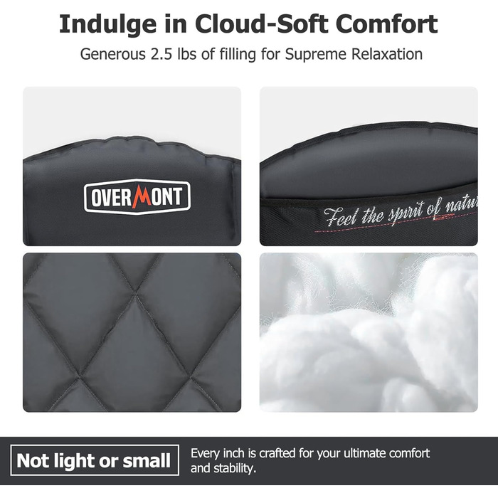 Овермонт: Обігрівальний XL стілець для кемпінгу, дорослий – складаний стілець, ідеальний для зимових походів, кемпінгу та риболовлі (Чорно-сірий)