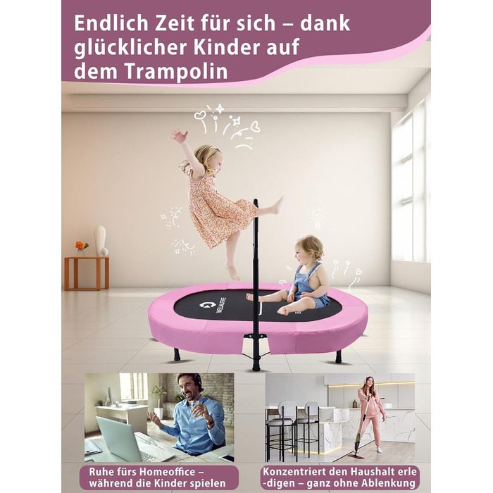Батут овальний для дому 2 осіб, до 150 кг, рожевий з сіткою - для дітей та дорослих, фітнес, розвиток м'язів