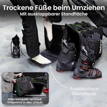 Чохол для лижних черевиків Otaro з відділенням для шолома | Сумка для лиж, шолома та аксесуарів | Водонепроникна, міцна, об'єм 57L, колір зелений