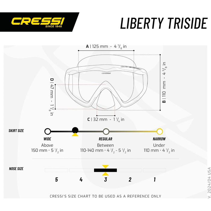 Маска для снорклінгу Cressi Liberty (2/3 скла) - прозора/блакитна/срібна