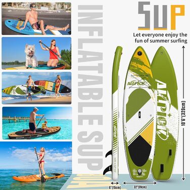Надувна SUP-дошка ALLPICK Premium 320 см з універсальним кріпленням для камери, повним комплектом аксесуарів, для дітей і дорослих, вантажопідйомність 150/180 кг, для початківців і досвідчених