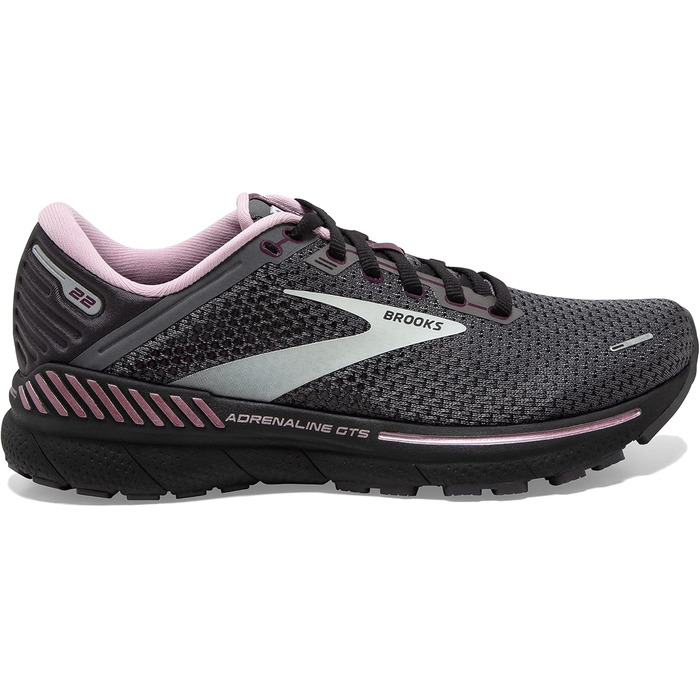 Brooks Adrenaline GTS 22: жіночі бігові кросівки з підтримкою, чорний/блакитний/кораловий, 37.5 EU
