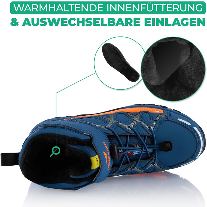 Черевики для ходьби для жінок та чоловіків, зимові, утеплені, сірі та білі. Розмір 45 EU, кольори: синій та помаранчевий