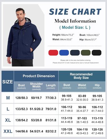 Зимова куртка для чоловіків, водонепроникна, тепла, з капюшоном та компасом. Підходить для катання на лижах та сноуборді. Розмір XL, колір морської хвилі.