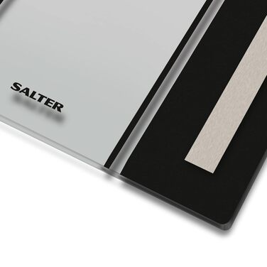 Електронні ваги Salter 9128 BK3R для зважування людей, скляні, до 180 кг, 8 користувачів, спортсменський режим, вимірювання жиру, води, ІМТ, чорний/прозорий дизайн