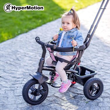 Триколісний велосипед HyperMotion для дітей від 1 року з батьківською ручкою - 3 в 1, до 20 кг, рожевий