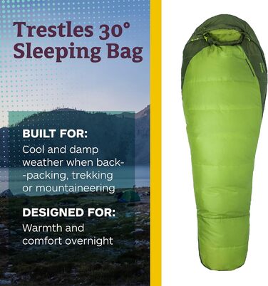 Спальник Marmot Trestles 30 (183 см) – легкий синтетичний спальник для кемпінгу та трекінгу, 3 сезони